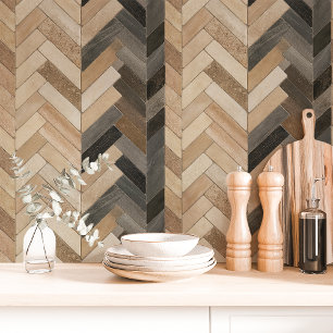 Neutrale Toon visgraat Chevron Behang