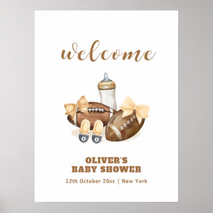 Neutrale Touchdown Voetbal Baby Shower Welkom Poster