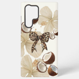 Neutrale Tropische Hibiscus & Kokosnoot Hoesje wit Samsung Galaxy Hoesje