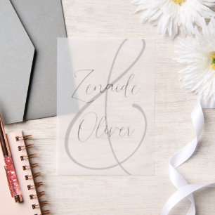 Neutrale Trouwnamen Uitnodiging Vellum Overlay