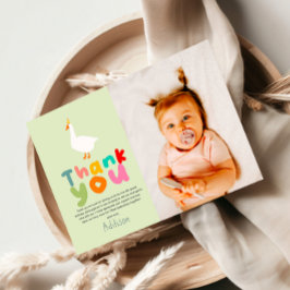 Neutrale Twee Domme Gans 2e Verjaardagsfoto Bedankkaart