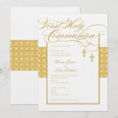 Neutrale tweeling eerste communie uitnodiging (Voorkant / Achterkant)