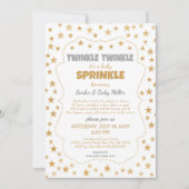 Neutrale Twinkle Baby Sprinkle gouden ster-uitnodi Kaart (Voorkant)