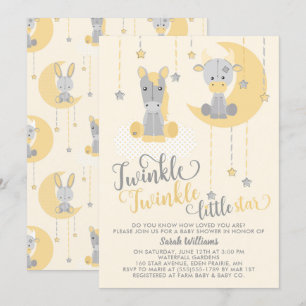 Neutrale Twinkle Little Star Animals Baby shower Kaart