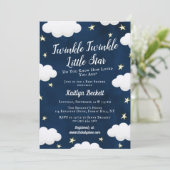 Neutrale Twinkle Little Star Baby shower Invitatio Kaart (Staand voorkant)
