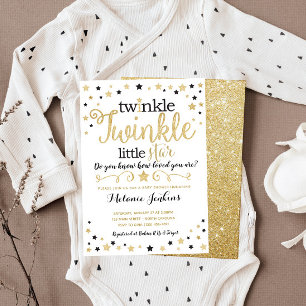 Neutrale Twinkle Little Star Baby shower Invitatio Kaart