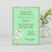 Neutrale uitnodiging tot Baby shower (Stork) (Staand voorkant)