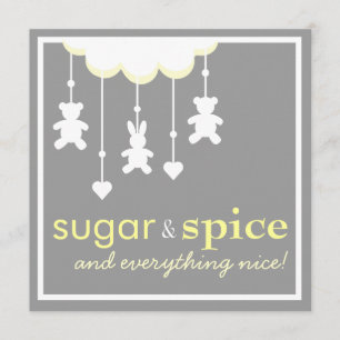 Neutrale uitnodiging voor Baby shower op suiker en