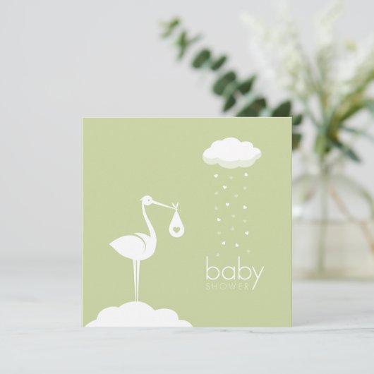 Neutrale uitnodiging voor levering van Baby shower (Staand voorkant)