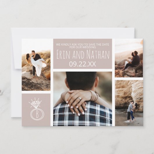 Neutrale Verloving Ring Photo Save the Date Kaart (Voorkant)