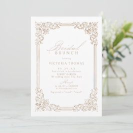 Neutrale Vintage Frame Elegante Bruids Brunch Kaart