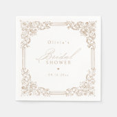 Neutrale Vintage Frame Elegante Bruiloft Servet (Voorkant)
