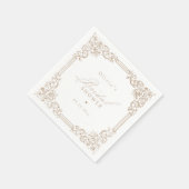 Neutrale Vintage Frame Elegante Bruiloft Servet (Hoek)