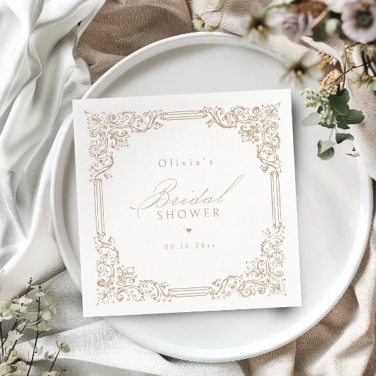 Neutrale Vintage Frame Elegante Bruiloft Servet