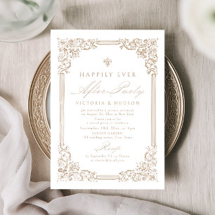 Neutrale vintage lijst Happily Ever After-feest Kaart