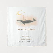 Neutrale vintage walvis & eend babyshower welkom
