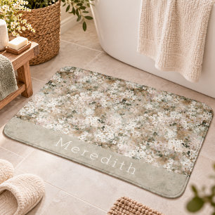 Neutrale Vintage Witte Wilde Bloem Florale Monogra Badmat