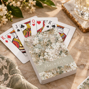 Neutrale Vintage Witte Wilde Bloem Florale Monogra Pokerkaarten