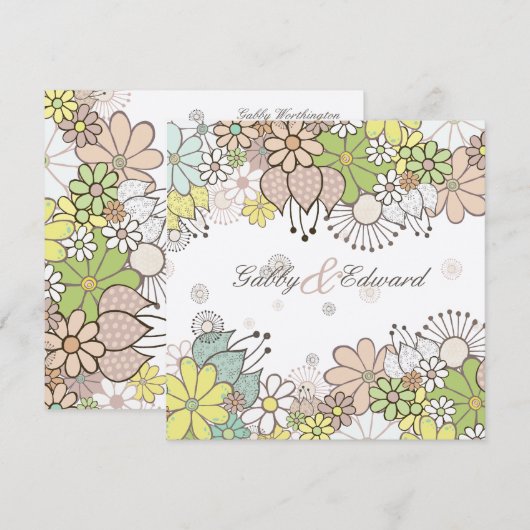 Neutrale Vloertuinplein bruiloft DIY Aangepast Kaart (Voorkant / Achterkant)