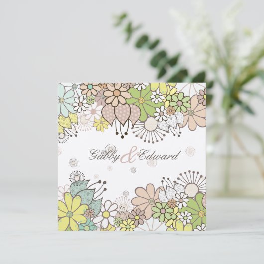 Neutrale Vloertuinplein bruiloft DIY Aangepast Kaart (Staand voorkant)