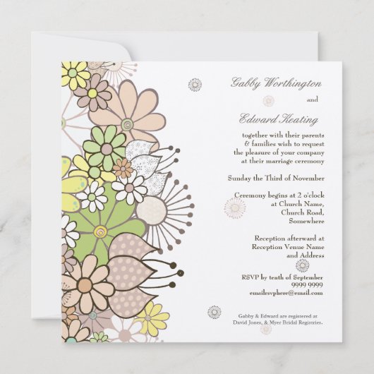 Neutrale Vloertuinplein bruiloft DIY Aangepast Kaart (Achterkant)