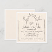Neutrale vogels Modern Family Couples Baby shower Kaart (Voorkant / Achterkant)