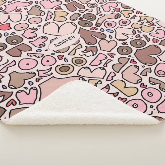 Neutrale vrouw borstpatroon sherpa deken (3/4)