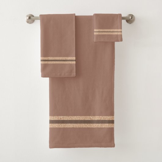 neutrale warme mocha mousse streep bad handdoek (Insitu)