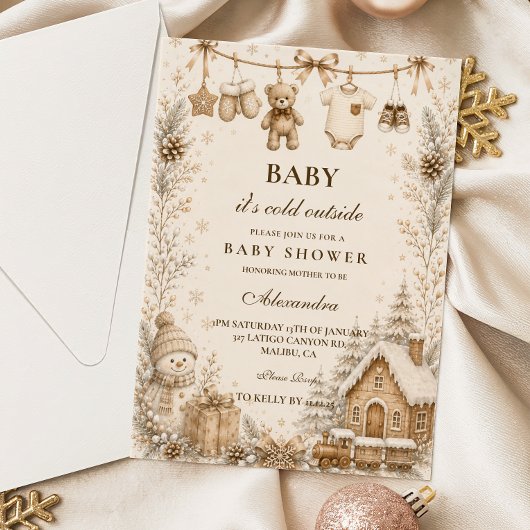 Neutrale waslijn baby shower kaart
