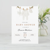 Neutrale Waterverf Babykleding Baby shower Kaart (Staand voorkant)