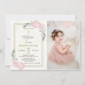  Neutrale Waterverf Bloemdoop Foto Kaart (Voorkant)