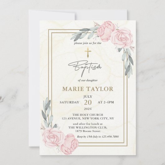  Neutrale Waterverf Bloemdoop Kaart (Voorkant)