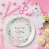 Neutrale Waterverf Bloemdoop Papieren Bordje (Feest)