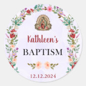 Neutrale Waterverf bloemdoop Ronde Sticker (Voorkant)