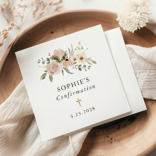 Neutrale Waterverf bloemen Confirmation!REMOVE! Servet