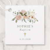 Neutrale Waterverf bloemen | doop Bedankjes Labels (Voorkant)