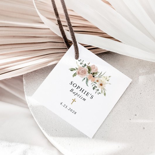 Neutrale Waterverf bloemen | doop Bedankjes Labels