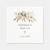 Neutrale Waterverf bloemen | doop Servet (Voorkant)