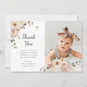 Neutrale Waterverf Bloemen | Doopsgezinde foto Bedankkaart (Voorkant)