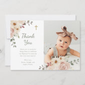 Neutrale Waterverf Bloemen | Doopsgezinde foto Bedankkaart (Voorkant)