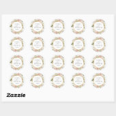 Neutrale Waterverf Bloemen en Goud | Bruiloft Ronde Sticker (Vel)