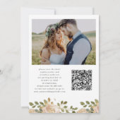 Neutrale Waterverf Bloemen met QR Code en Foto Save The Date (Achterkant)