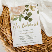 Neutrale Waterverf Bloemen | Oh Babies Baby shower Kaart