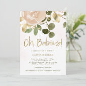Neutrale Waterverf Bloemen | Oh Babies Baby shower Kaart (Staand voorkant)