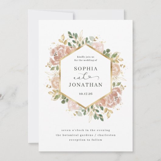 Neutrale Waterverf Bloemen Wit | Bruiloft Kaart (Voorkant)