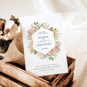 Neutrale Waterverf Bloemen Wit   Bruiloft Kaart