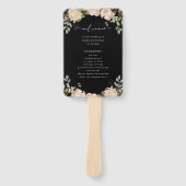 Neutrale Waterverf Bloemen Zwart | Trouwprogramma Handwaaier (Voorkant)