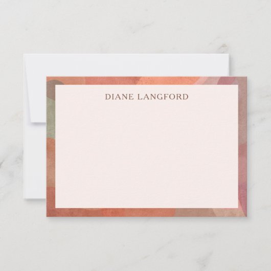 Neutrale Waterverf Border Modern Notitiekaartje (Voorkant)