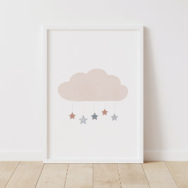 Neutrale Waterverf Cloud Boho Nursery Decor Poster