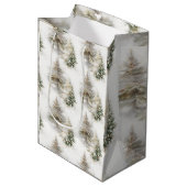Neutrale waterverf dennenboom cadeautas — Winter V (Voorkant Gekanteld)